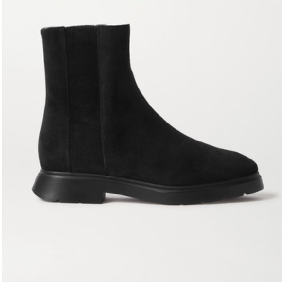 Stuart Weitzman Romy Chill Shearling-lined Suede Ankle Boots - Black - Picture 1 of 5